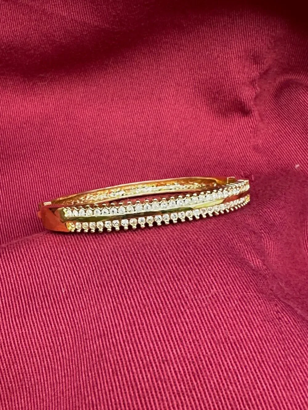 VTG Roman Gold-Tone Crystal Hinged Bracelet
